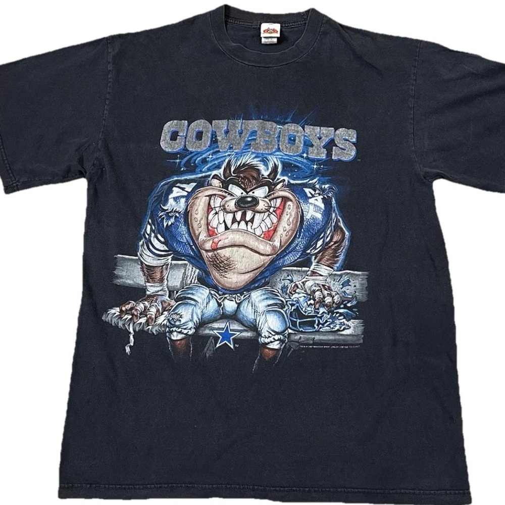 Dallas Cowboys Vintage 90s Looney Tunes Black Shirt XL NFL Texas Super Bowl Taz